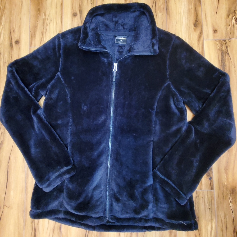 32 Degree Heat Black velvet fleece full zip women's medium jacket